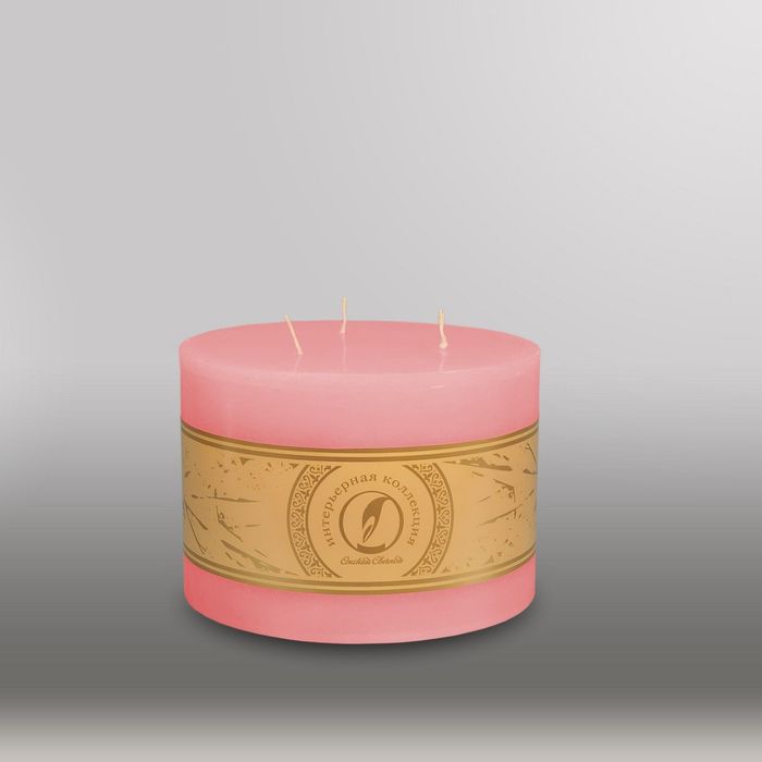 Свеча цилиндр "Классика", 150x105мм,  3 фитиля розовый