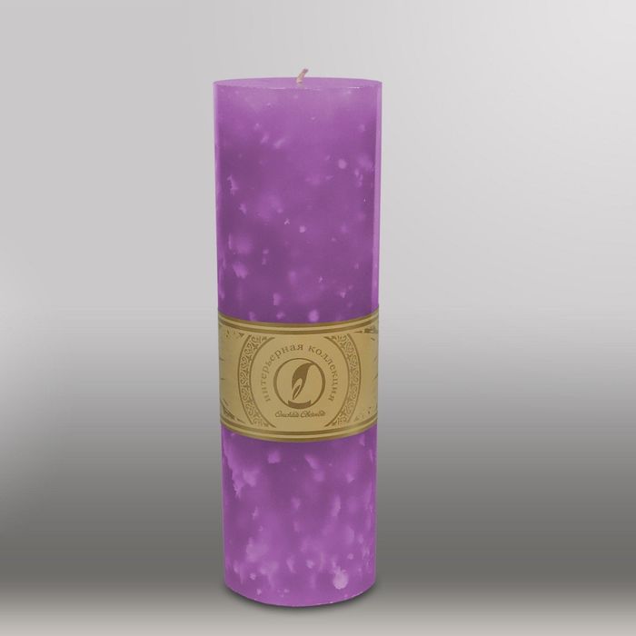 Свеча цилиндр "Мрамор", 80x255мм, сиреневый