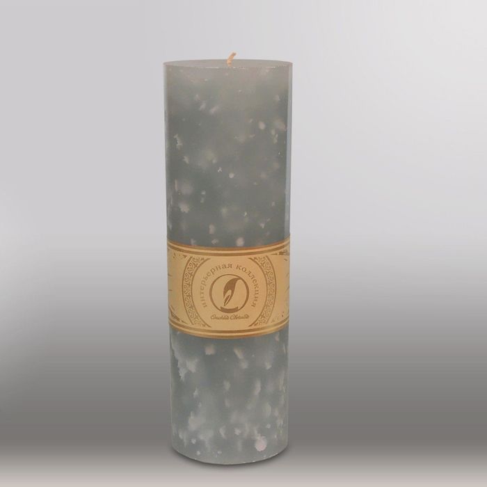 Свеча цилиндр "Мрамор", 80x255мм, дымчато-голубой