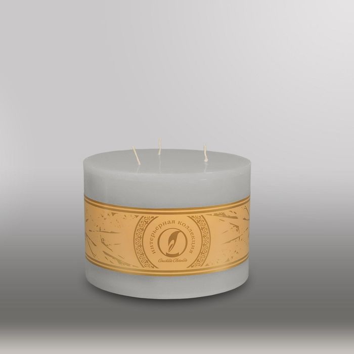 Свеча цилиндр "Классика", 150x105мм, 3 фитиля дымчато-голубой