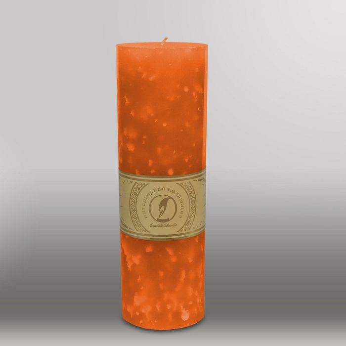 Свеча цилиндр "Мрамор", 80x255мм,  облепиховый