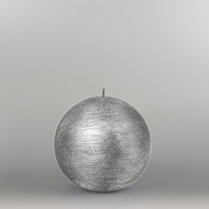 Свеча шар "Металлик", d=100мм,  серебро