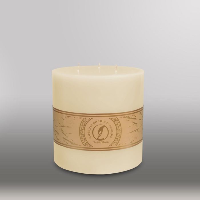 Свеча цилиндр "Классика", 150x150мм,  3 фитиля слоновая кость