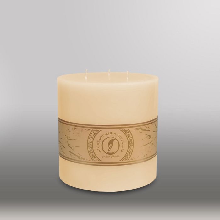 Свеча цилиндр "Классика", 150x150мм,  3 фитиля кремовый