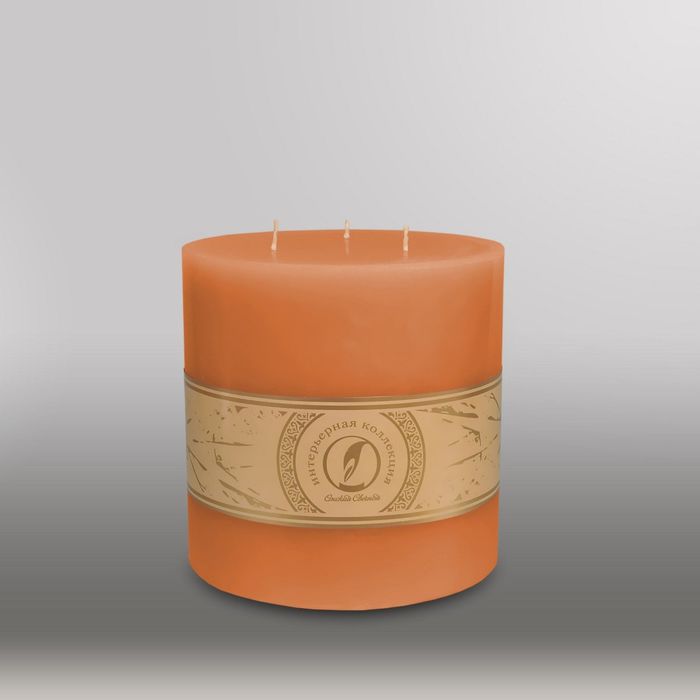 Свеча цилиндр "Классика", 150x150мм,  3 фитиля терракотовый