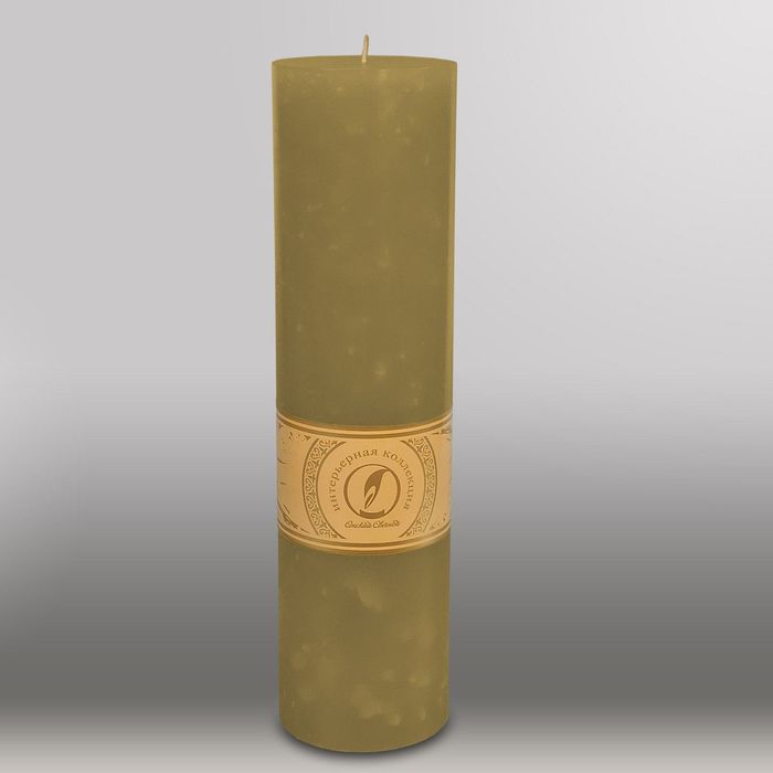 Свеча цилиндр "Мрамор", 80x305мм,  оливковый