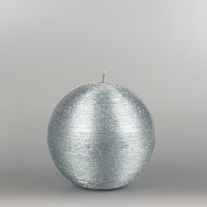 Свеча шар "Металлик", d=125мм,  серебро