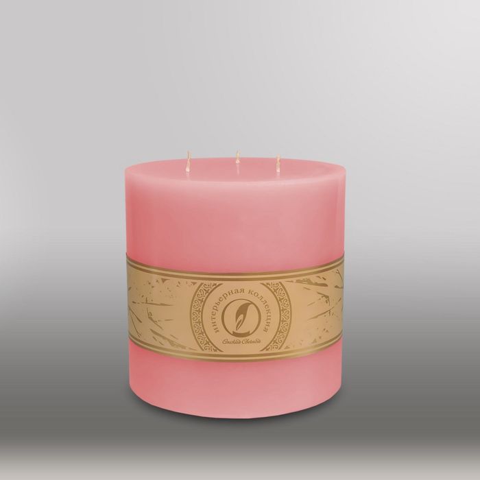 Свеча цилиндр "Классика", 150x150мм,  3 фитиля розовый