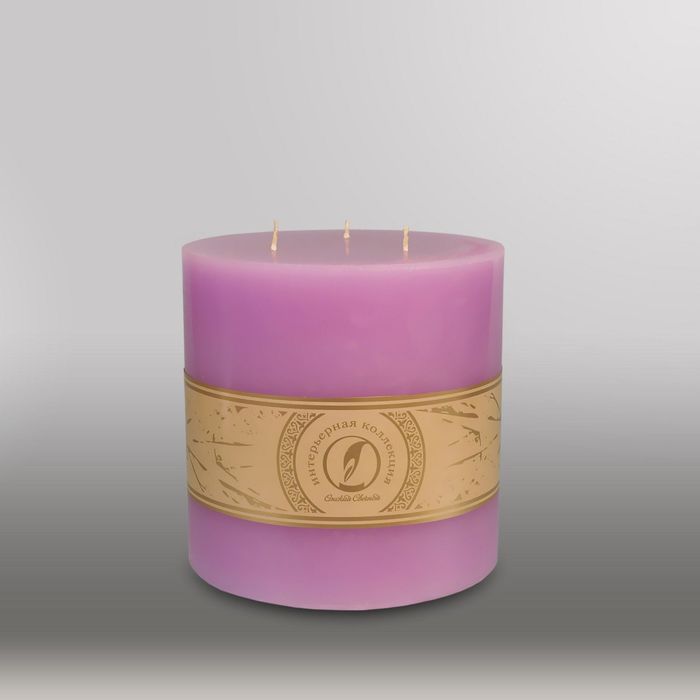 Свеча цилиндр "Классика", 150x150мм,  3 фитиля сиреневый