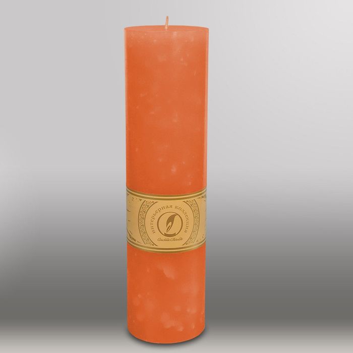 Свеча цилиндр "Мрамор", 80x305мм,  облепиховый