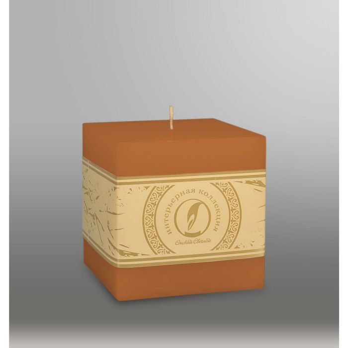 Свеча куб "Классика", 100мм,  коричневый