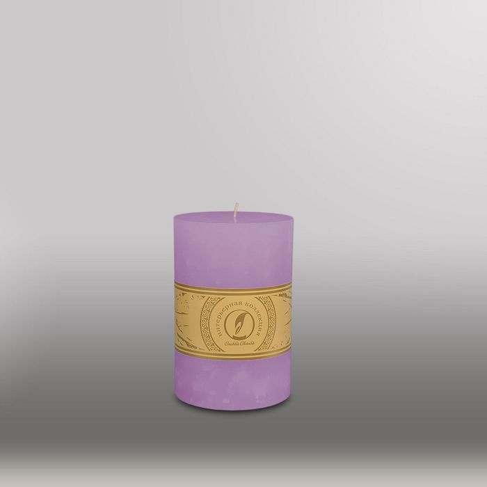 Свеча цилиндр "Мрамор", 100x150мм,  сиреневый