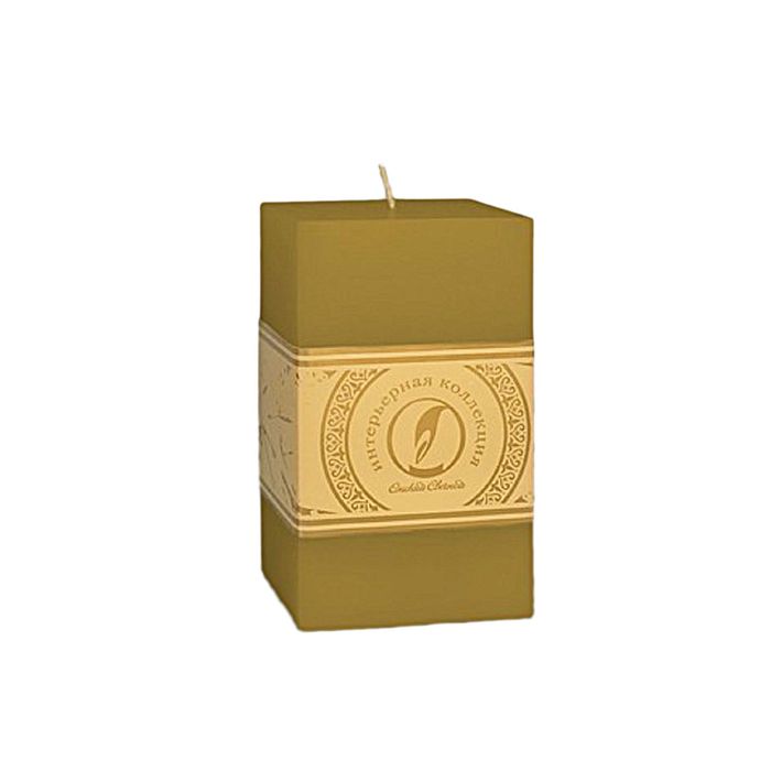 Свеча квадратная призма "Классика", 75x75х125мм,  оливковый