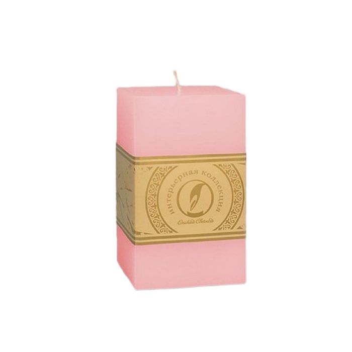 Свеча квадратная призма "Классика", 75x75х125мм,  розовый
