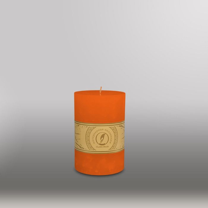 Свеча цилиндр "Мрамор", 100x150мм,  облепиховый