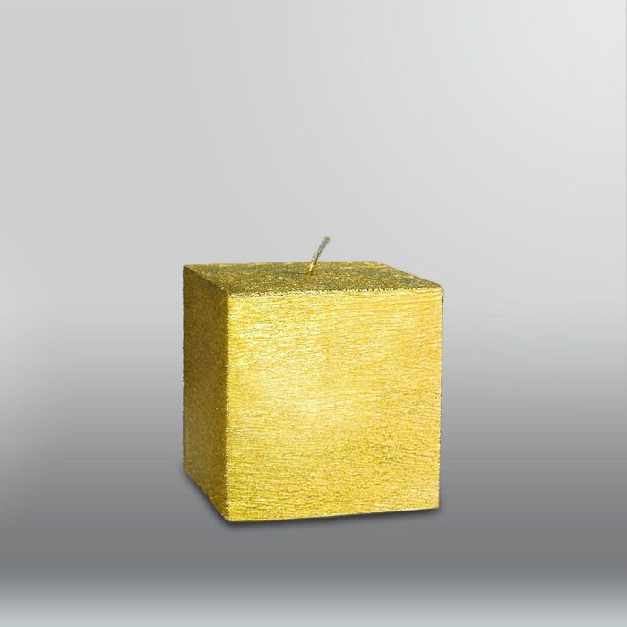 Свеча куб "Металлик", 75мм,  золото