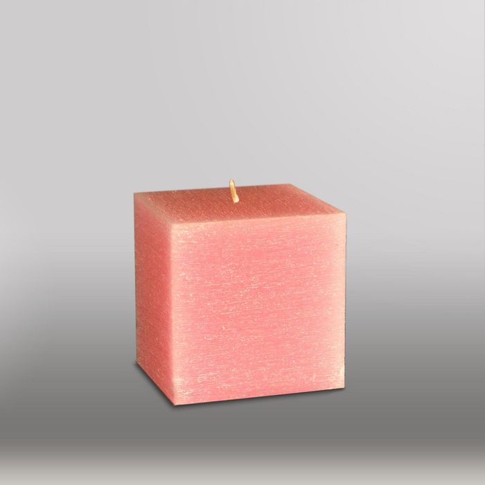 Свеча куб "Рельеф", 75мм,  розовый