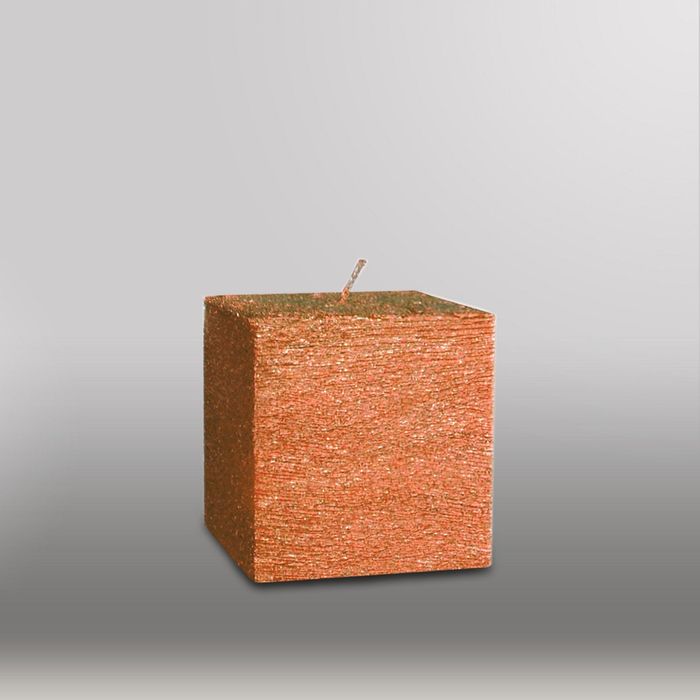 Свеча куб "Металлик", 75мм,  бронза