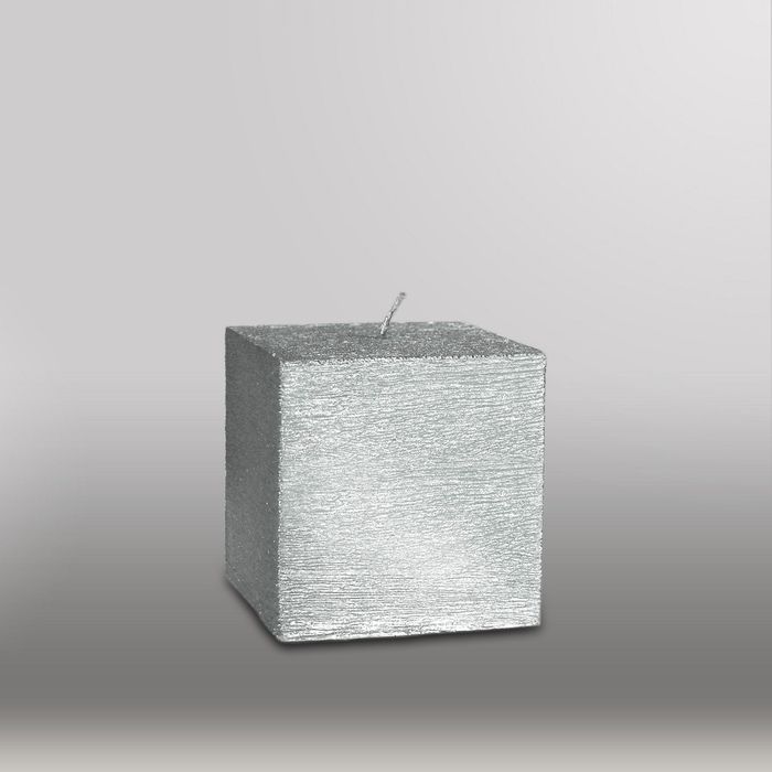 Свеча куб "Металлик", 75мм,  серебро