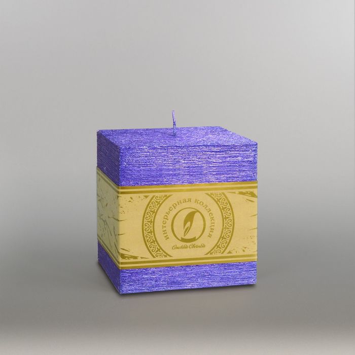 Свеча куб "Металлик", 100мм,  темно-фиолетовый