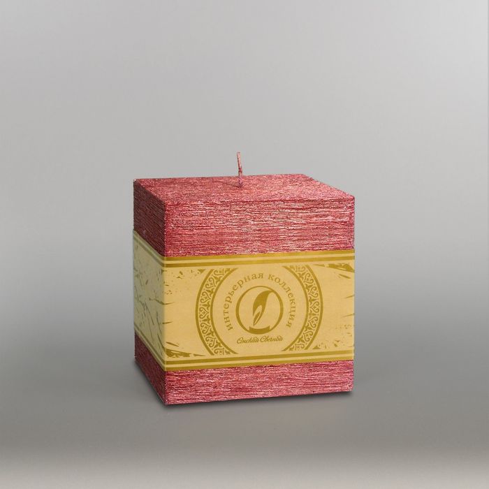 Свеча куб "Металлик", 100мм,  рубин