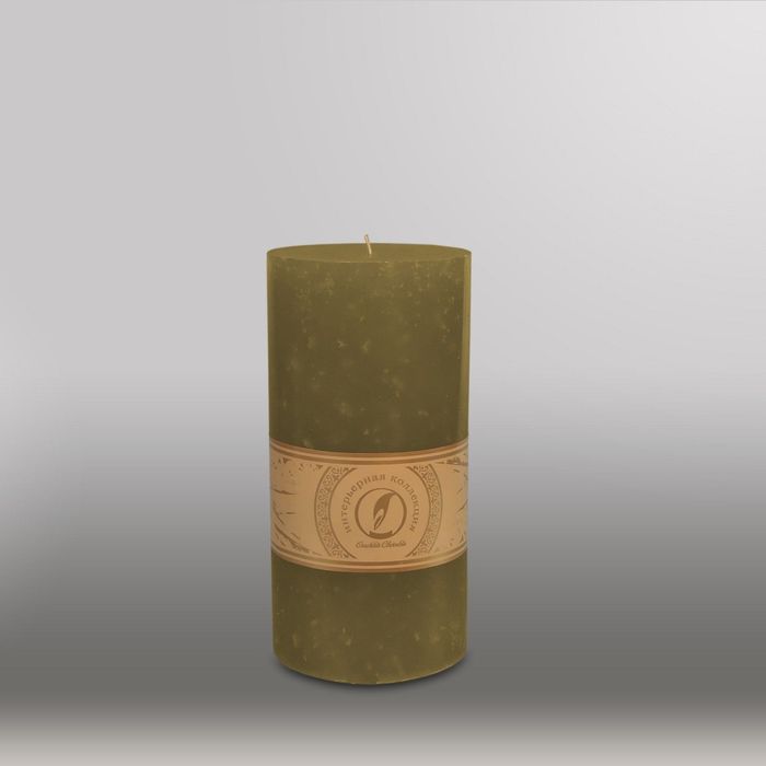 Свеча цилиндр "Мрамор", 100x205мм,  оливковый