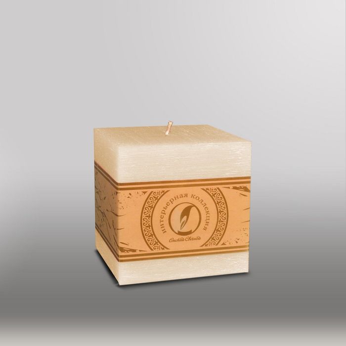 Свеча куб "Рельеф", 100мм,  кремовый