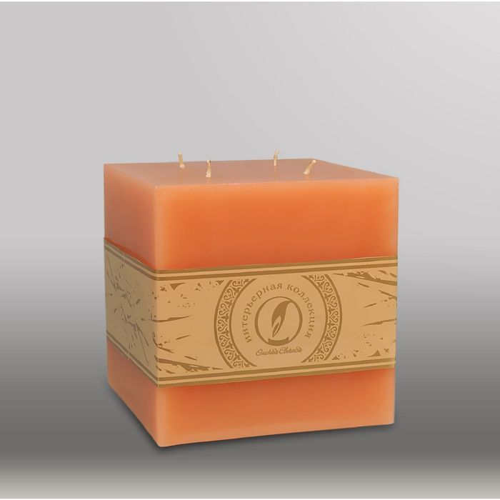 Свеча куб "Классика", 125мм,  4 фитиля терракотовый