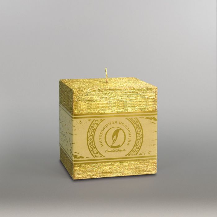 Свеча куб "Металлик", 100мм,  золото