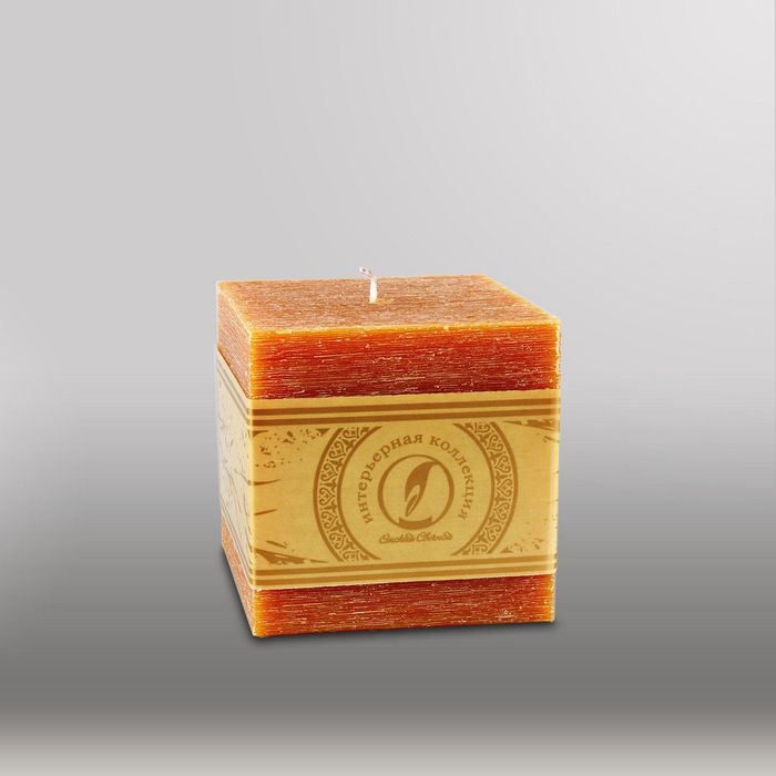 Свеча куб "Рельеф", 100мм,  коричневый