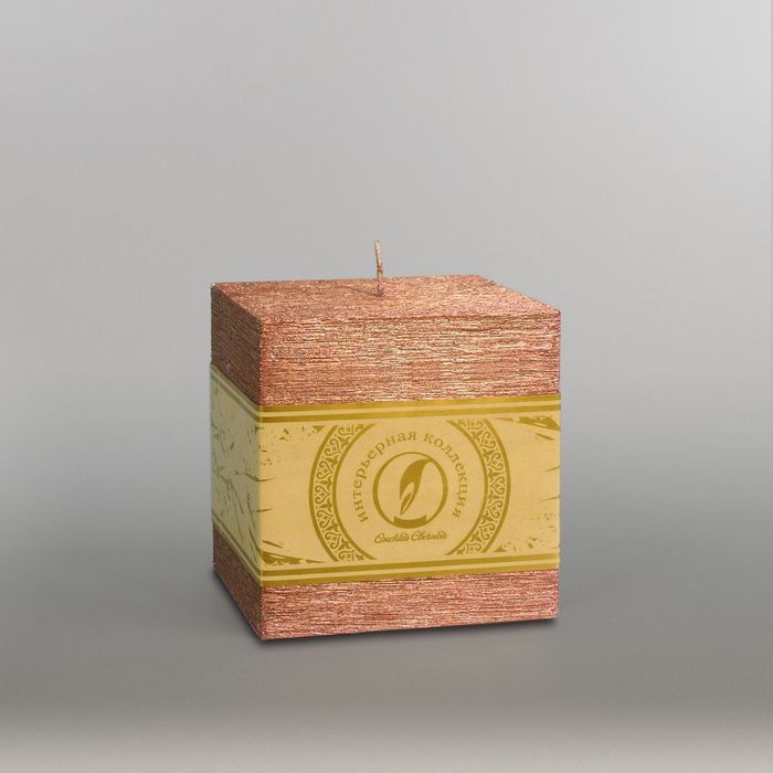 Свеча куб "Металлик", 100мм,  бронза