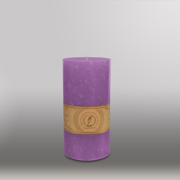 Свеча цилиндр "Мрамор", 100x205мм,  сиреневый