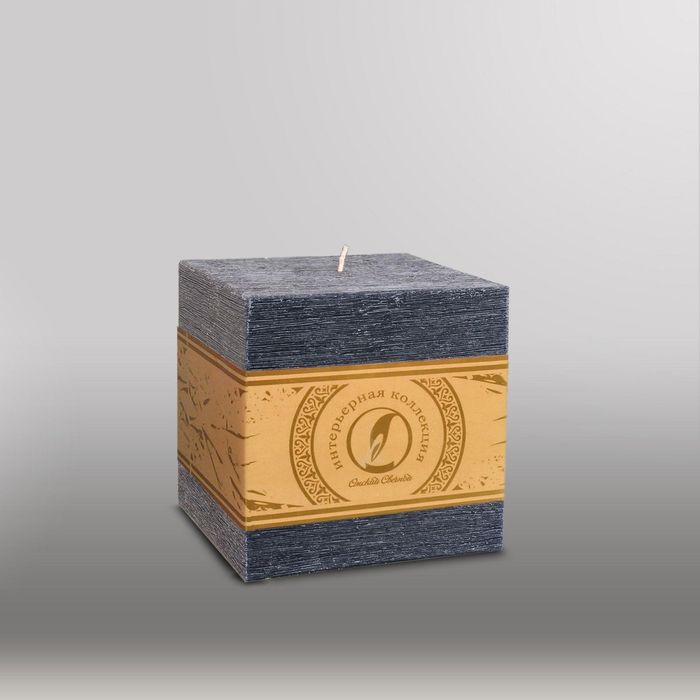 Свеча куб "Рельеф", 100мм,  черный