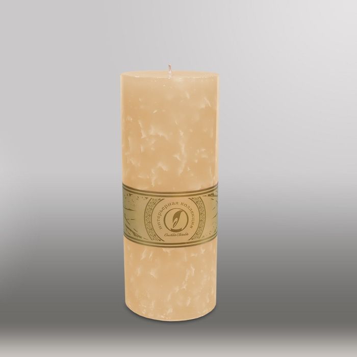 Свеча цилиндр "Мрамор", 100x255мм,  кремовый