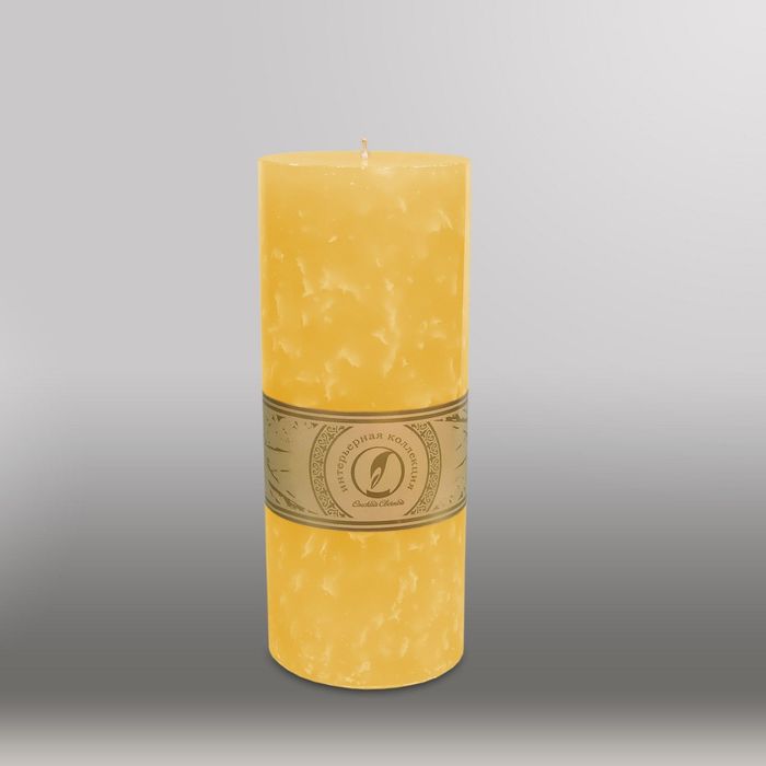 Свеча цилиндр "Мрамор", 100x255мм,  желтый