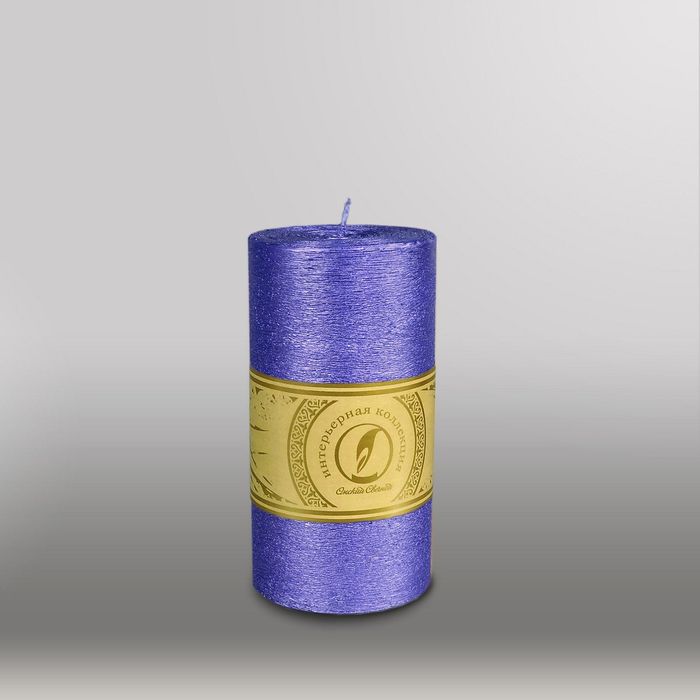 Свеча цилиндр "Металлик", 80x150мм,  темно-фиолетовый
