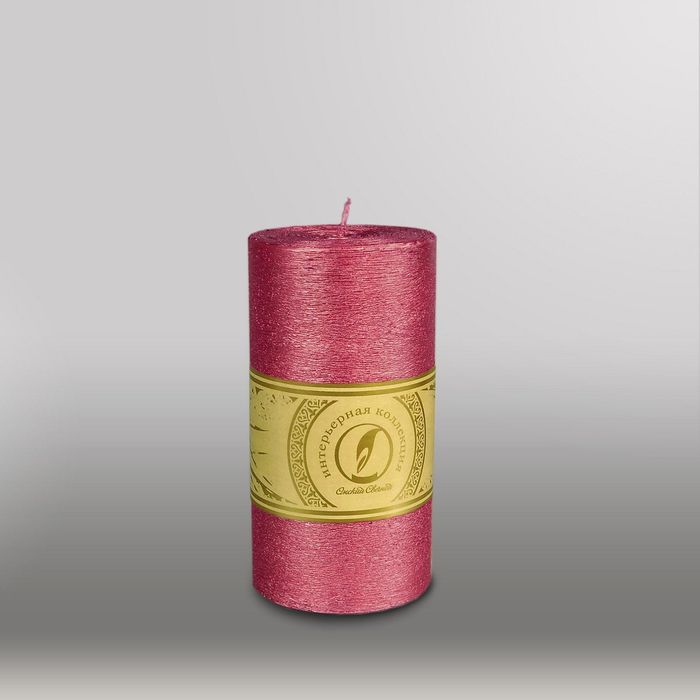Свеча цилиндр "Металлик", 80x150мм,  рубин