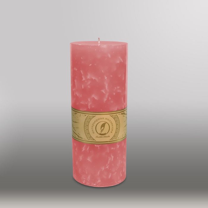 Свеча цилиндр "Мрамор", 100x255мм,  розовый