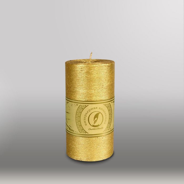 Свеча цилиндр "Металлик", 80x150мм,  золото