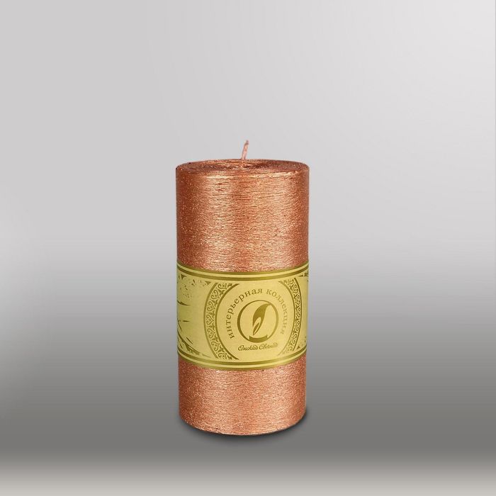 Свеча цилиндр "Металлик", 80x150мм,  бронза