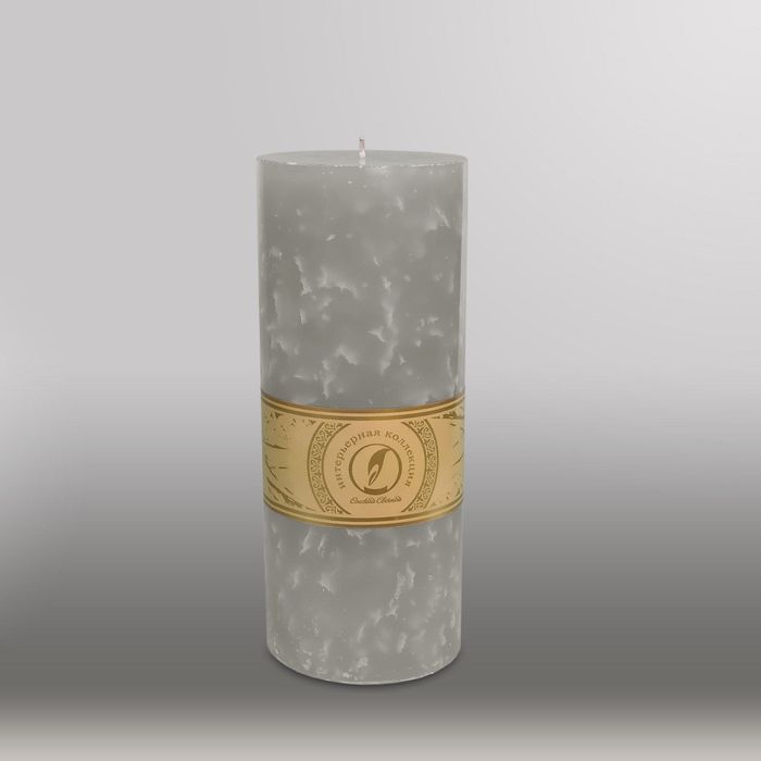 Свеча цилиндр "Мрамор", 100x255мм,  дымчато-голубой