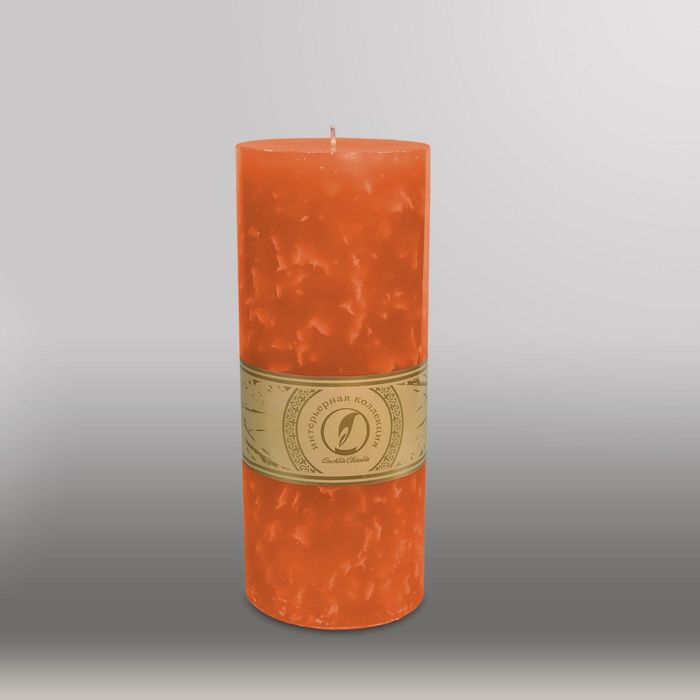 Свеча цилиндр "Мрамор", 100x255мм,  облепиховый