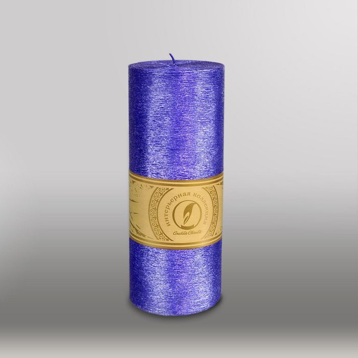 Свеча цилиндр "Металлик", 80x200мм,  темно-фиолетовый