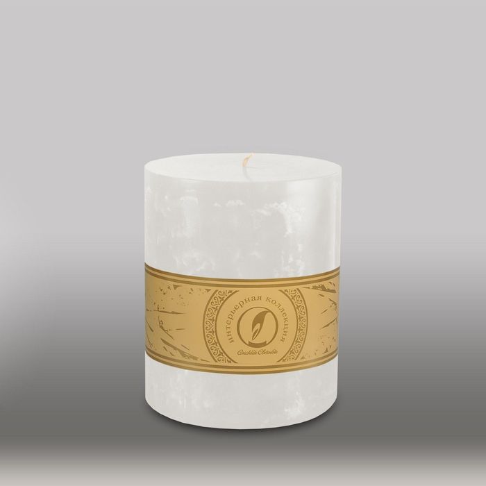 Свеча цилиндр "Мрамор", 125x150мм,  белый