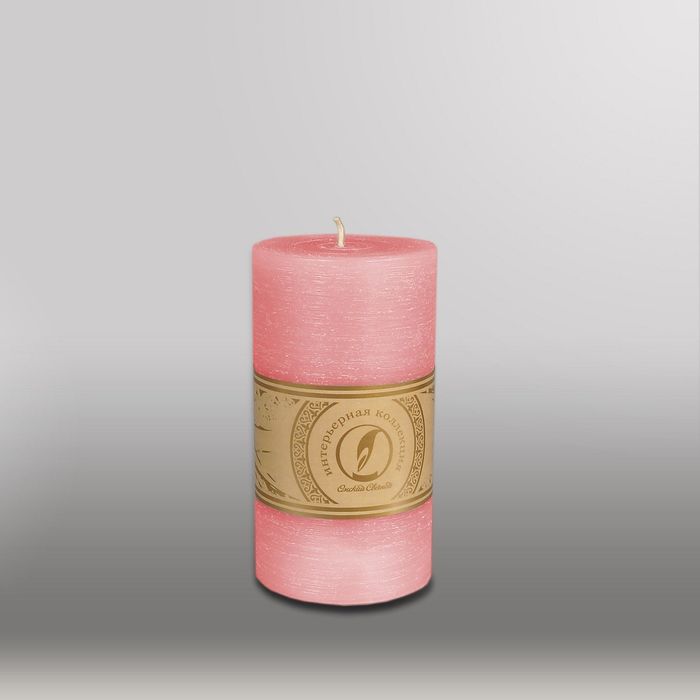 Свеча цилиндр "Рельеф", 80x150мм,  розовый
