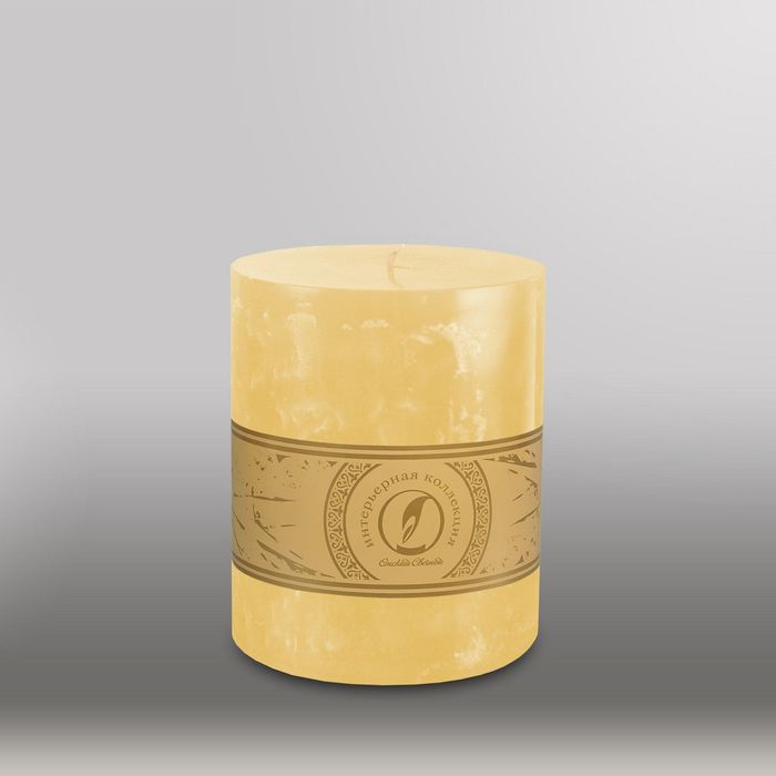 Свеча цилиндр "Мрамор", 125x150мм,  желтый