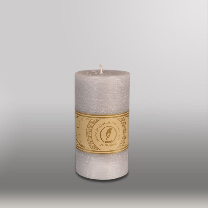 Свеча цилиндр "Рельеф", 80x150мм,  дымчато-голубой