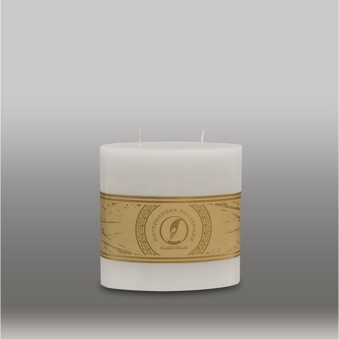 Свеча овальная призма "Классика", 125x63х125мм,  2 фитиля белый