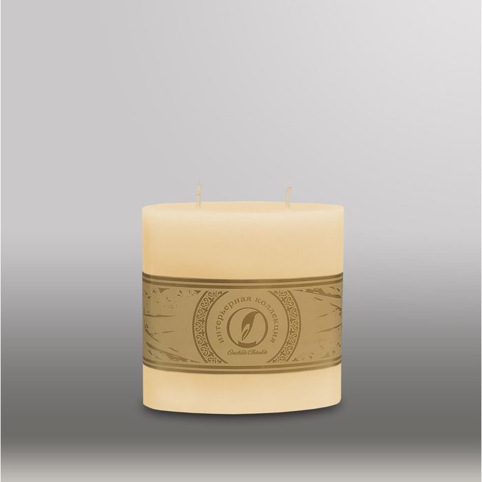 Свеча овальная призма "Классика", 125x63х125мм,  2 фитиля кремовый