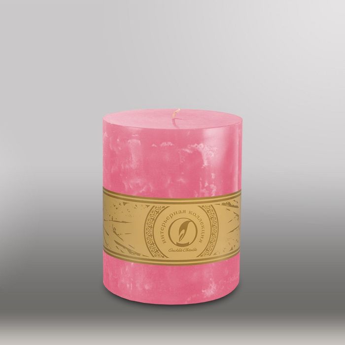 Свеча цилиндр "Мрамор", 125x150мм,  розовый